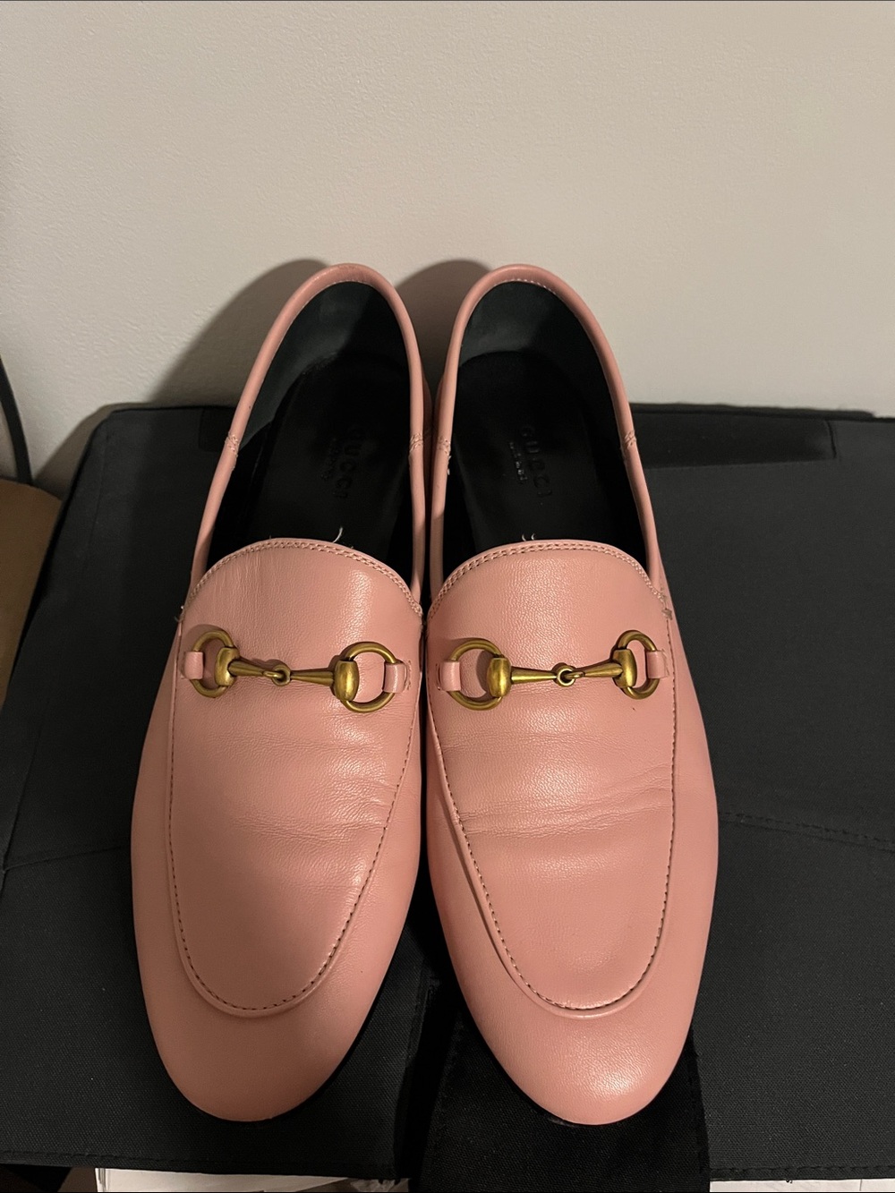 Gucci Pink Leather Horsebit Loafers